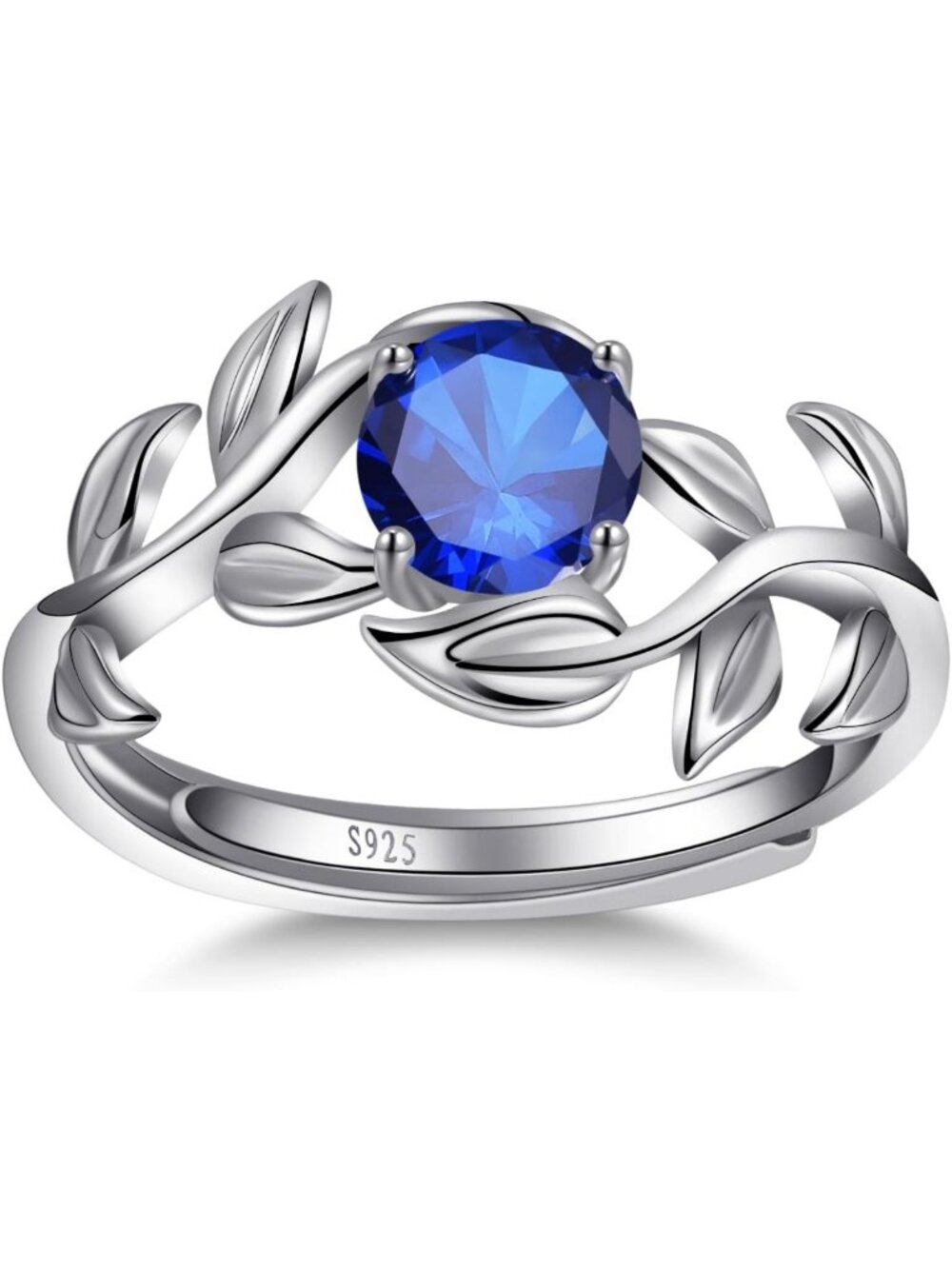 Adjustable Sterling Silver Leaf Filigree Ring with Created Ruby & Sapphire, Size